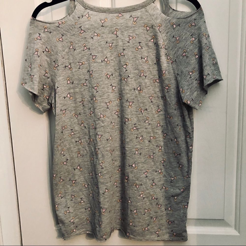 Grayson Threads gray tee with cold shoulder - Picture 3 of 3